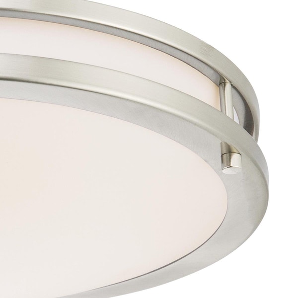 Fixture Ceiling LED Dimmable Flush-Mount 23W Lauderdale 15.75In Br Nkl White Acry